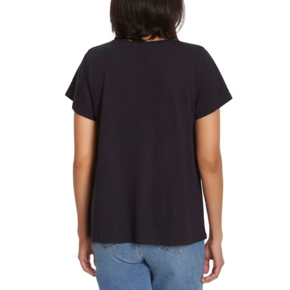 Ella Moss Women's Short Sleeve Embroidered Top, Black, Size: Medium, New - Picture 3 of 5